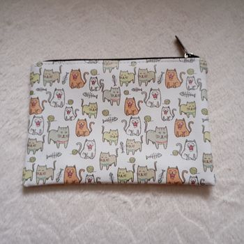 Trousse plate en similicuir petis chats
