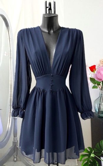 Robe midi bleu marine