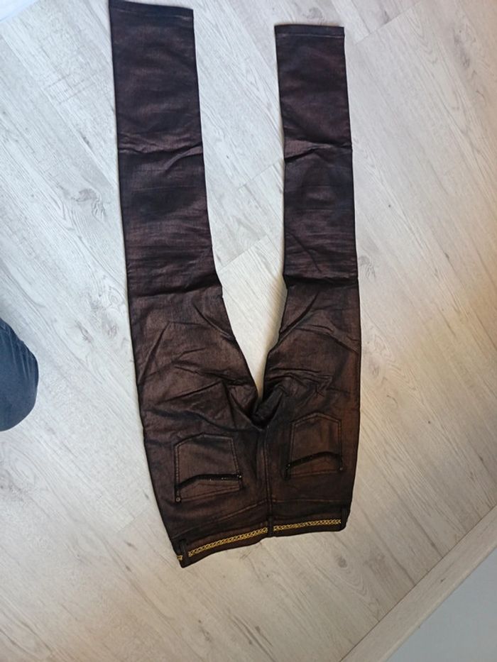 Pantalon femme 38 M grain de malice tbe brun satinée - photo numéro 11