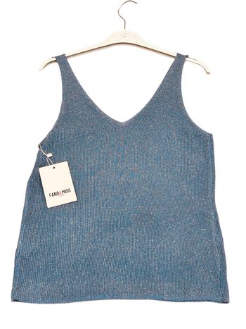 Débardeur pailleté bleu jean T.U