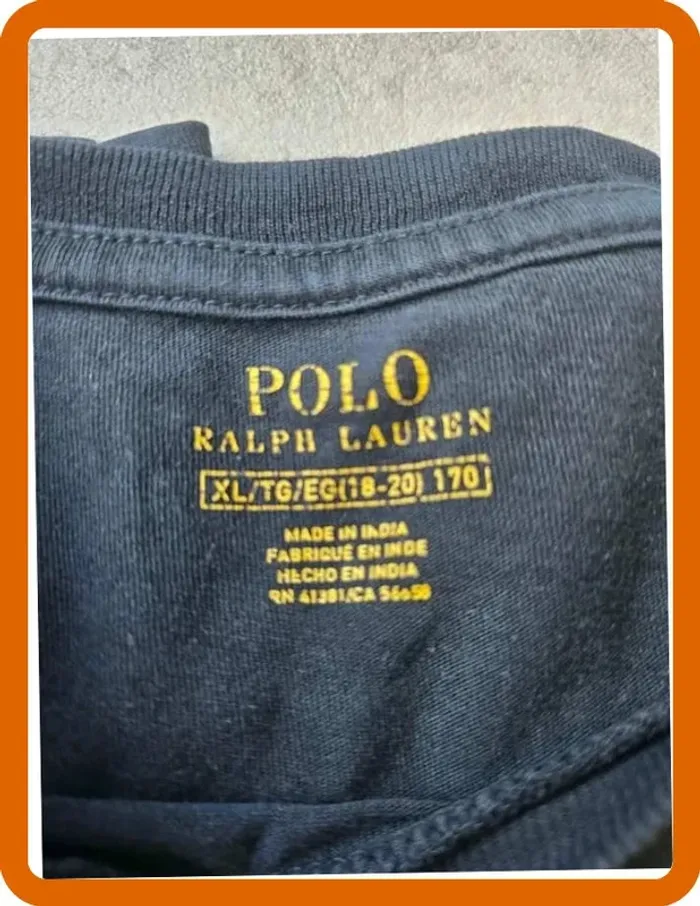 T-shirt Ralph Lauren XL coupe col rond noir Homme Men tee135 - photo numéro 3