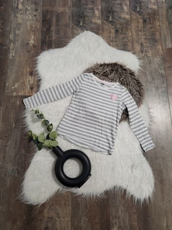 T-shirt à manche longue fille taille 5/6 ans h&m rayé gris et blanc