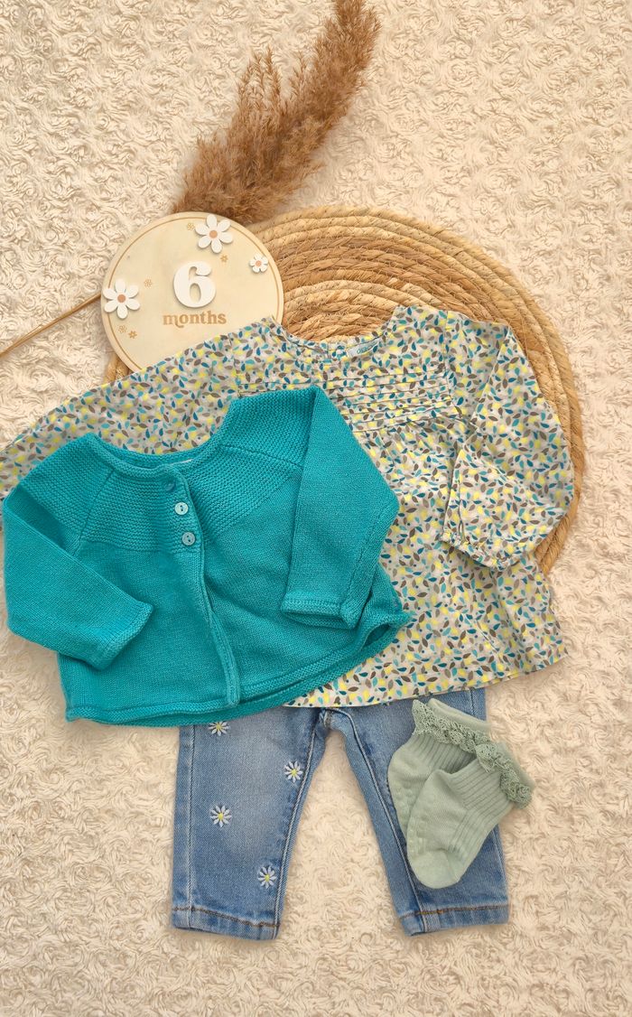 Ensemble pantalon, blouse, gilet Obaïbi 6 mois