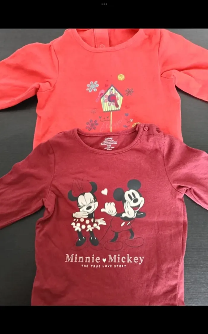 Lot t-shirt manches longues 9 mois