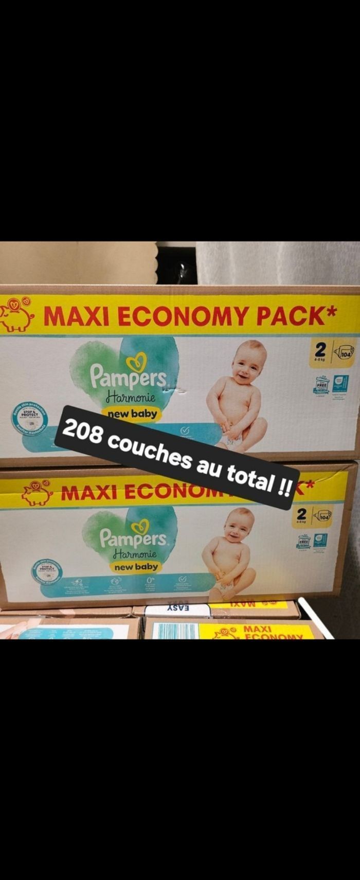 Lot de 2 packs de couches pampers harmonie taille 2