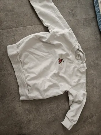 Pull blanc cassé Ma Louss abeille en coeur 2-3 ans