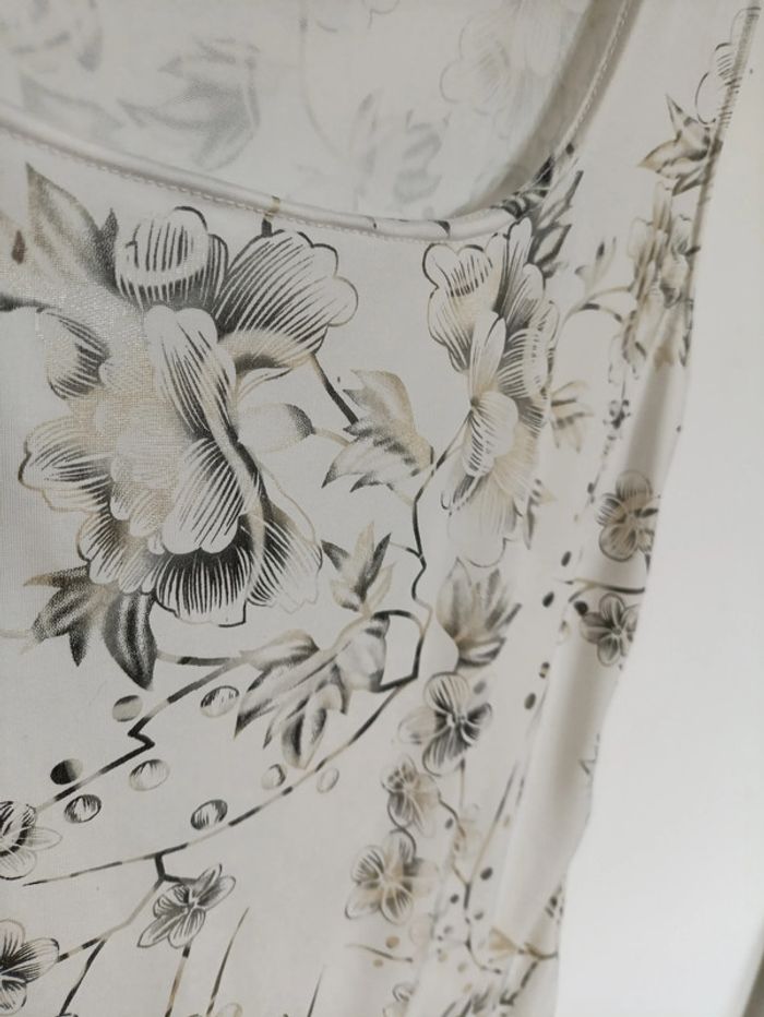 Débardeur fleuri crème et beige – Ugo Reali vintage romantique mignon - photo numéro 2