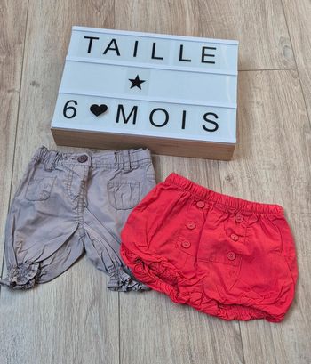 Lot de 2 shorts taille 6 mois
