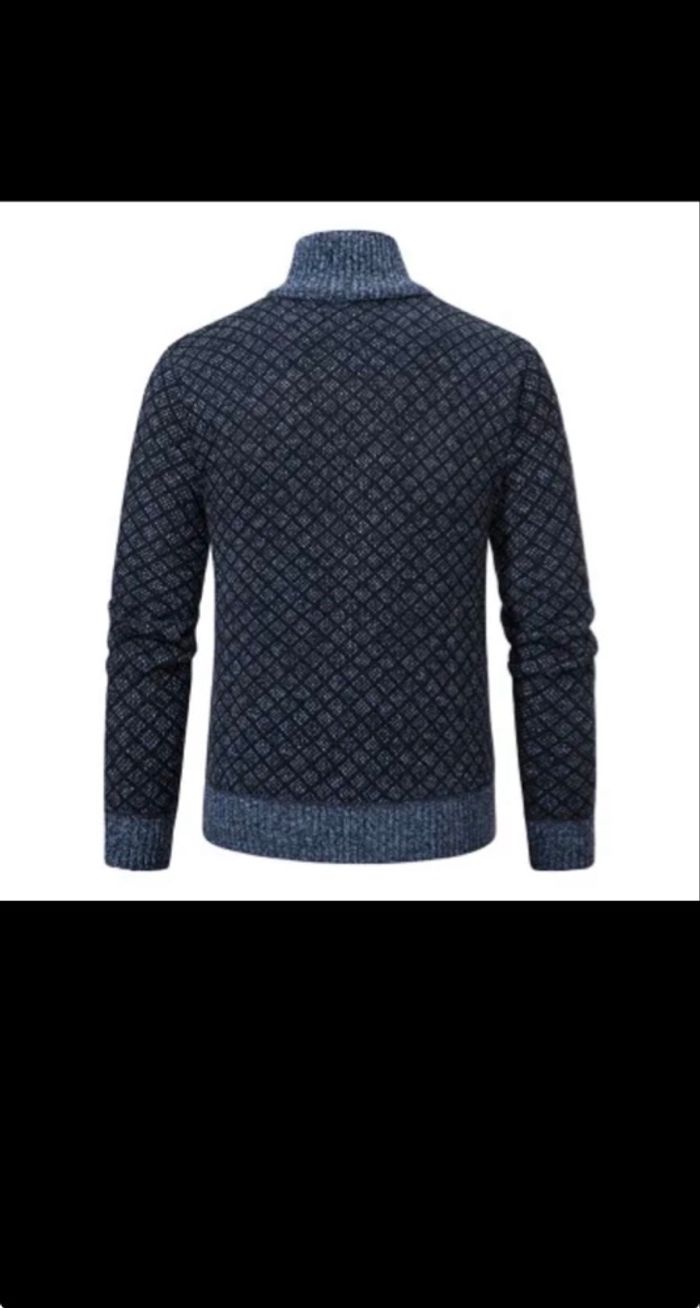 Veste imprimée à carreaux épaissie Cardigan Mode Slim Fit Zipper Stand Collar Pull Hiver Hommes Casual Manches longues Tricoté Top Vêtements - photo numéro 9