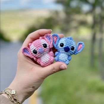 Duo de porte clés Stitch et Angel en crochet 