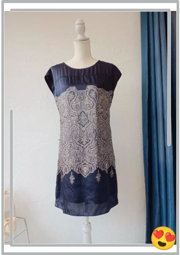 Robe Promod satiné bleu M 38/40