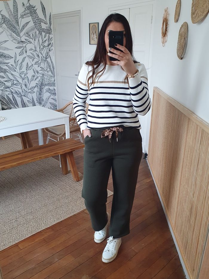 Pantalon jogging molletonné kaki Taille unique - photo numéro 2