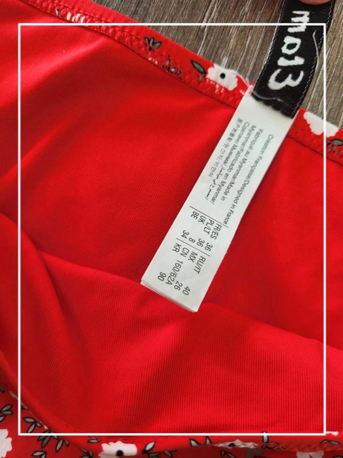 Culotte maillot de bain rouge fleurie - photo numéro 2