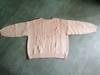 Pull en coton saumon Tricoté main