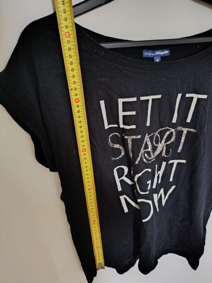 T-shirt noir avec phrase vintage Charles Vögele M - photo numéro 4
