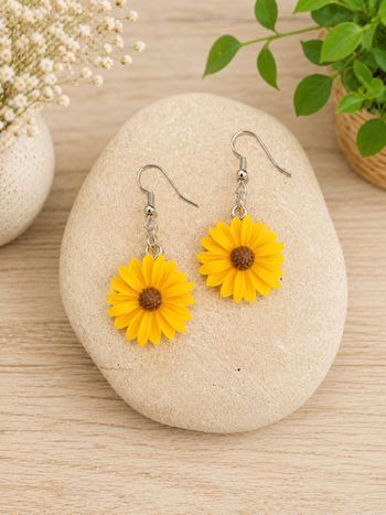 Boucles d’oreilles Tournesol – Création artisanale