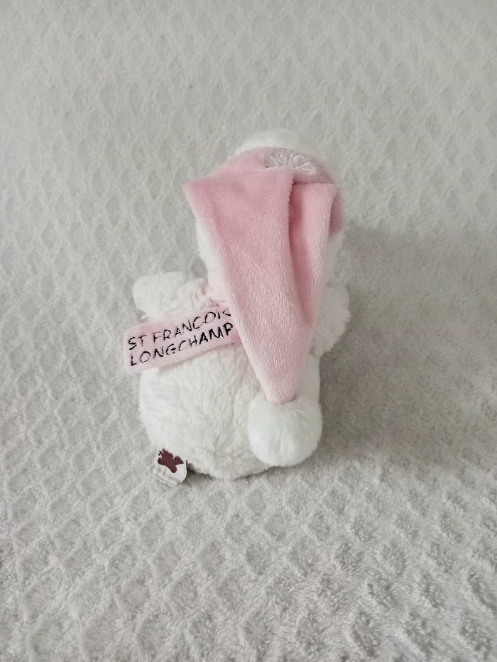 Doudou peluche bonhomme de neige bonnet rose - photo numéro 2