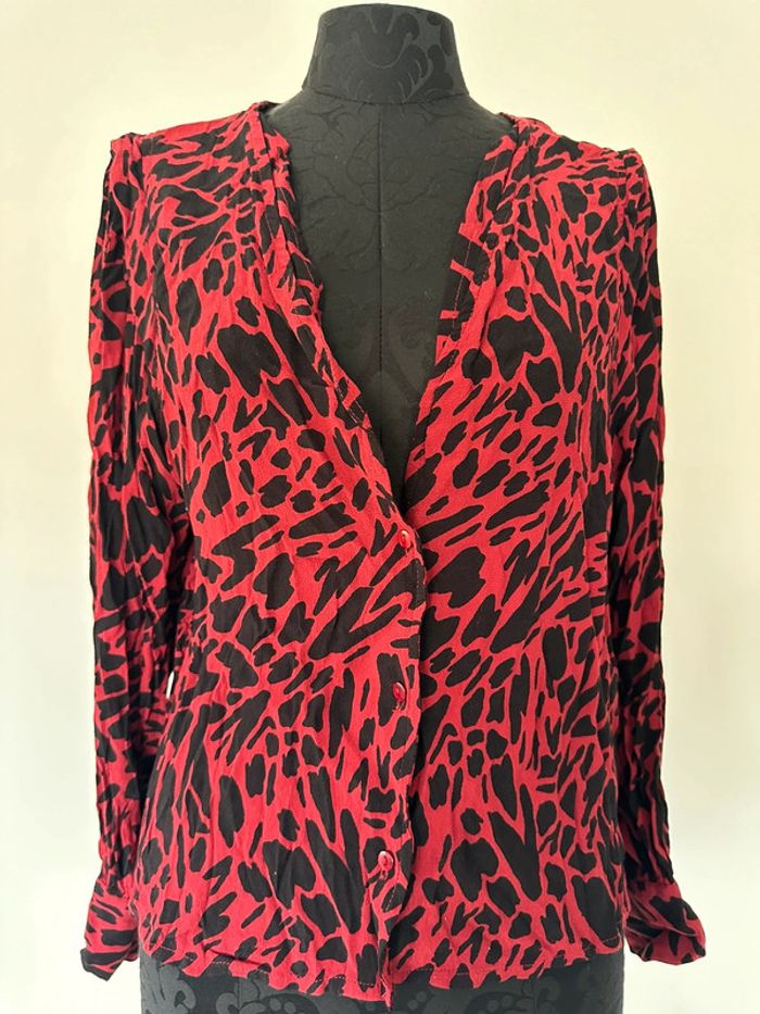Chemisier blouse rouge et noir