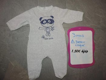 pyjama taille 3 mois attention dessin craqué