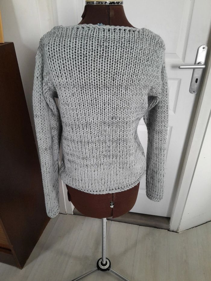 Joli pull bleu gris terre & mer taille 36 laine, mohair, acrylique - photo numéro 2