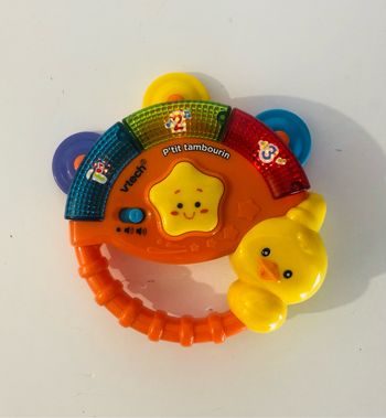 vtech p'tit tambourin hochet musical 3-36 mois interactif musical lumineux instrument de musique les premiers chiffres apprendre à compter jusqu’à 3 éveil montessori lot SOP77