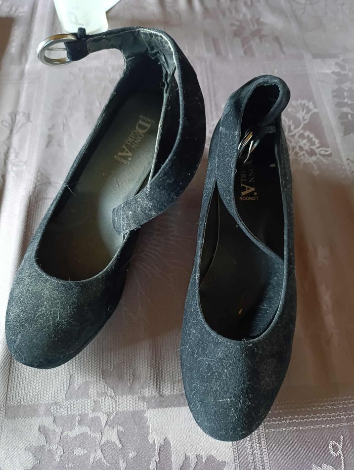 Chaussures compensées, noires, à lanières, taille 36 - photo numéro 2