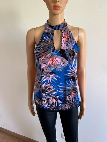 Haut bleu et imprimé sans manches Morgan taille S jamais porté