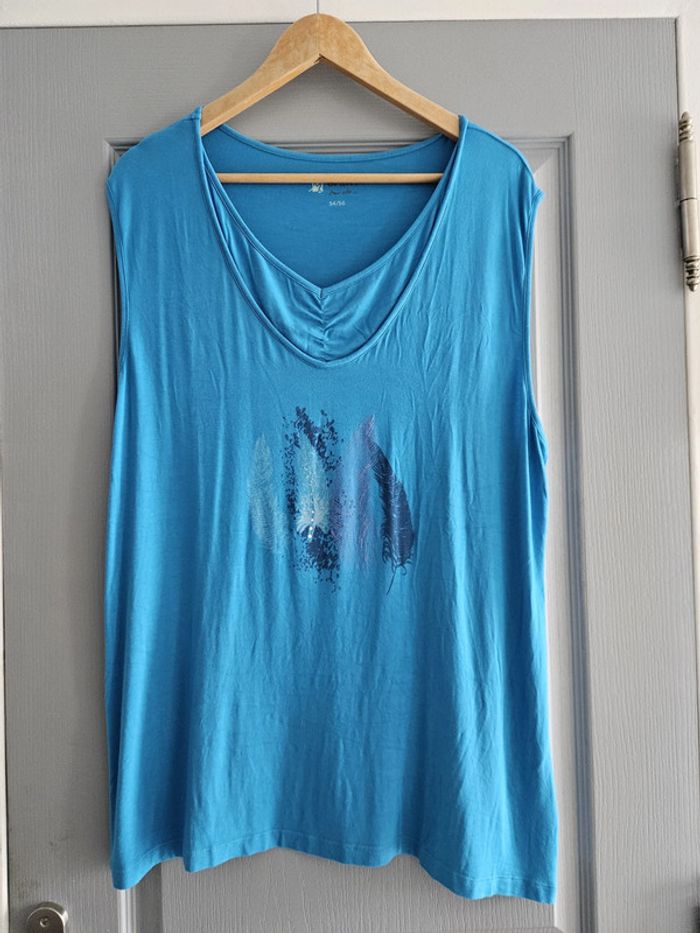 Tunique fluide débardeur femme grande taille - Taille 54/56 - Moran's - Turquoise