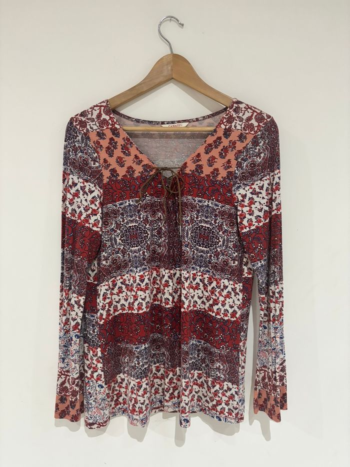 Blouse manche longue - Rouge Blanc - 38