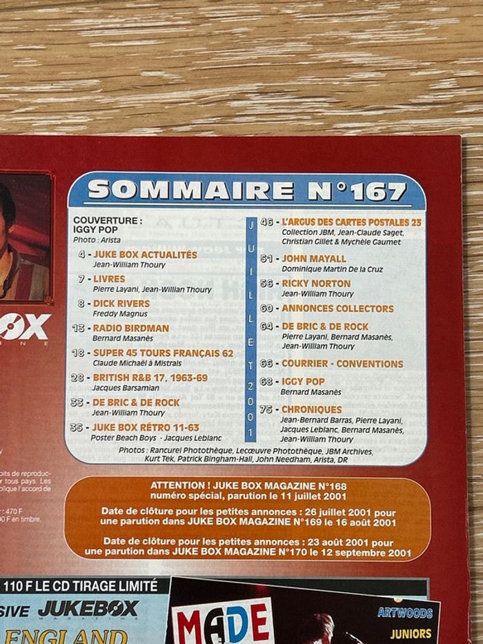 Revue jukebox magazine - 167 - juillet 2001 - photo numéro 2