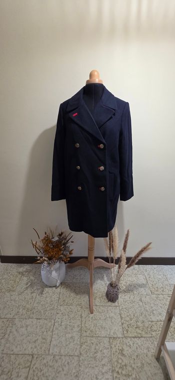Manteau long bleu marine  style officier Etam