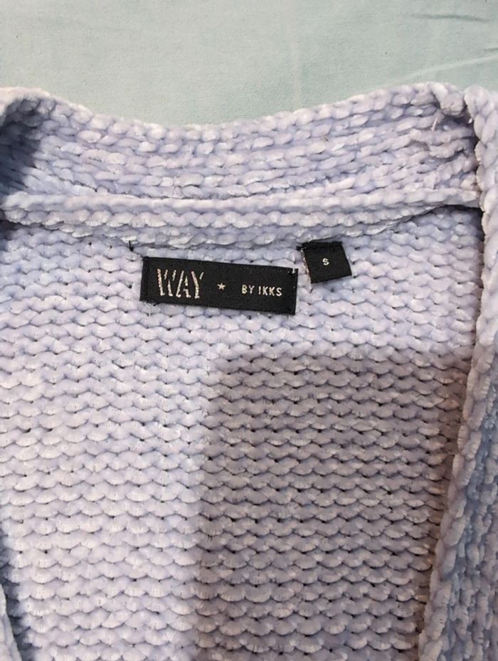 Gilet doux grosses mailles mauve clair 14 ans ikks - photo numéro 2