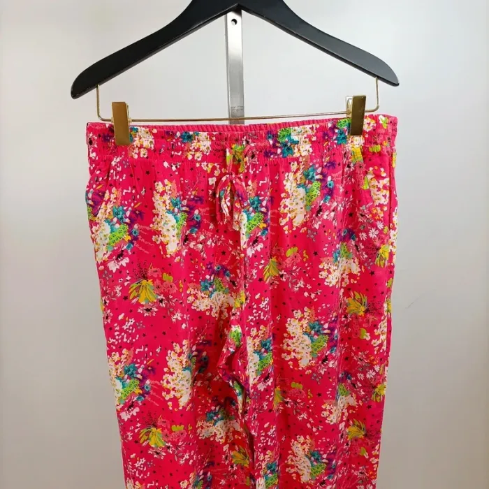 Pantalon fluide imprimé floral fuchsia Etam taille M A937 - photo numéro 2
