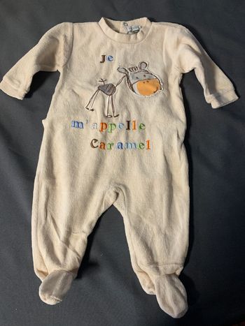 Pyjama crème bébé 6 mois Âne caramel