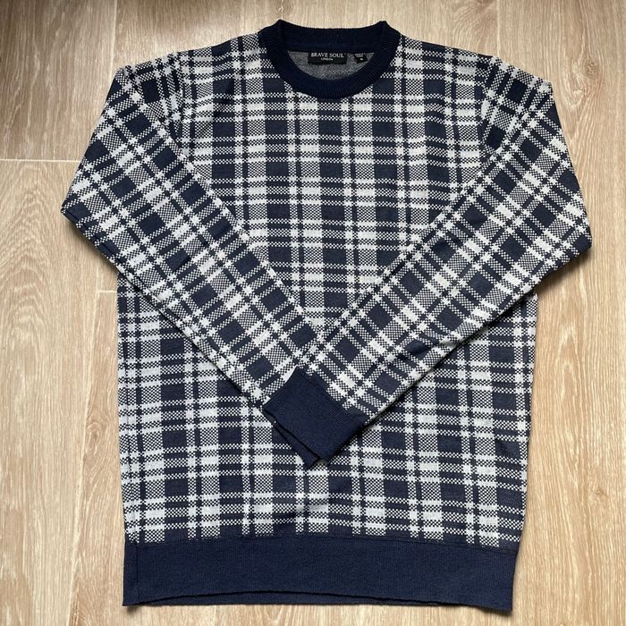 Pull Brave Soul  à carreaux bleu marine Taille S | Style chic & tendance - photo numéro 2