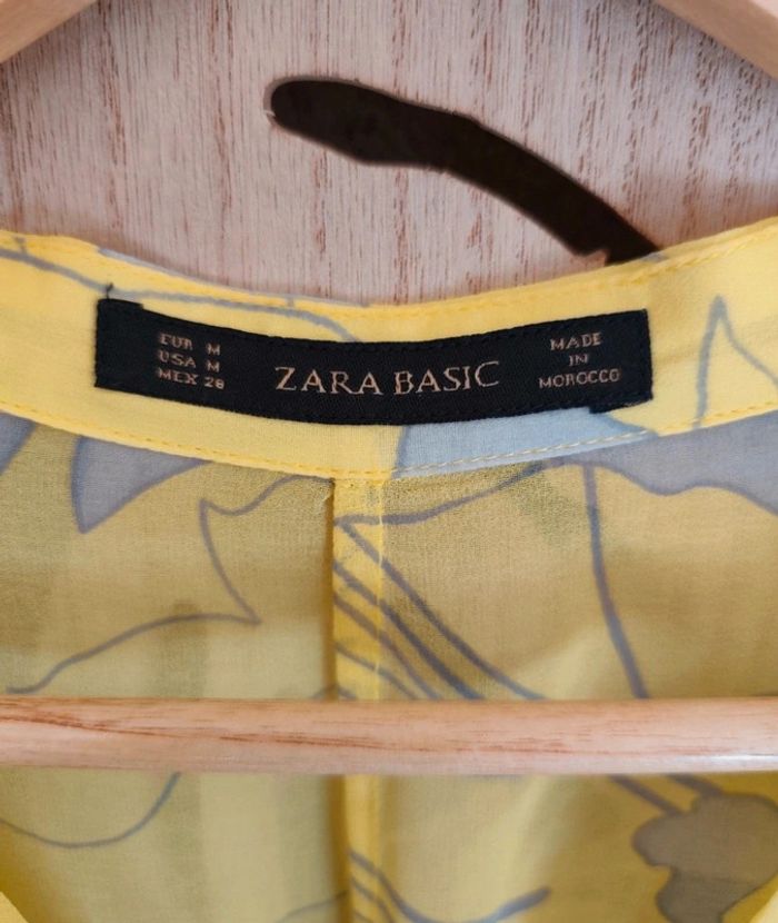 Robe cache-cœur fluide et légère - Imprimé abstrait jaune et gris - Taille M Zara Basic - photo numéro 9