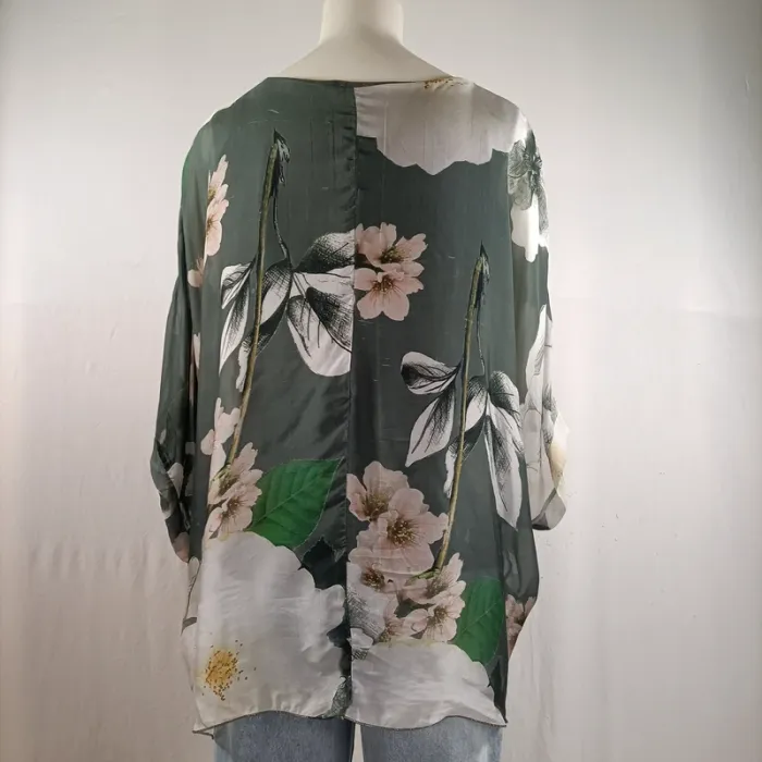 Blouse ample voile fleuri et jersey - Renatto Bene - taille M estimée A1294 - photo numéro 2