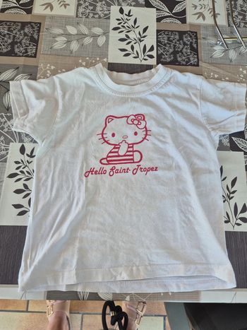 Tee shirt blanc hello kitty rose