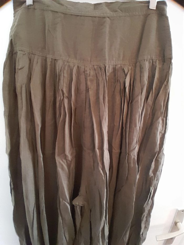 Pantalon ample,taille haute, couleur kaki, style boho, taille M - photo numéro 6