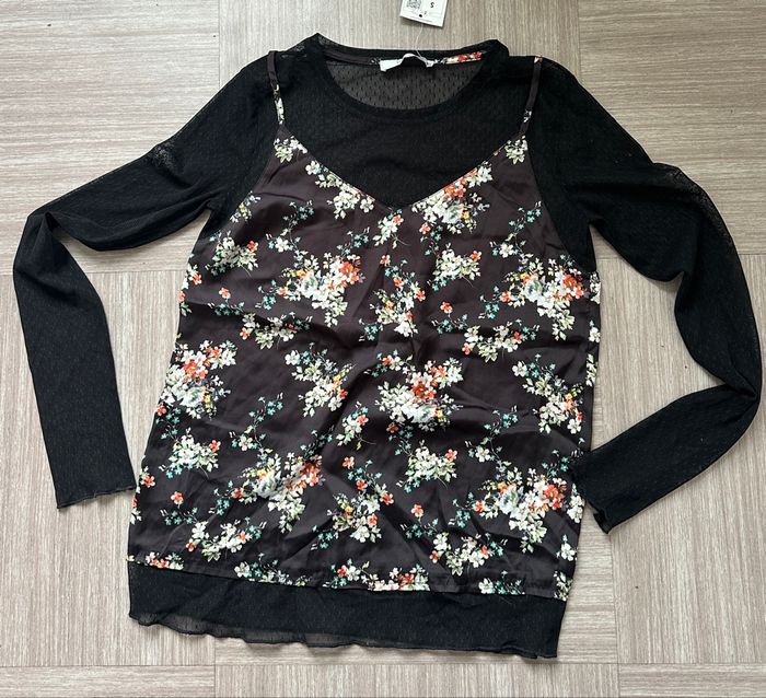 Haut Blouse Promod Fleuri en dentelle S Neuf