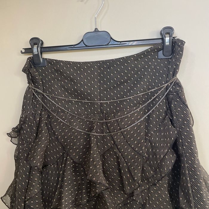 Jupe noire à volants DDP Taille L imprimé graphique doublée made in France V057 - photo numéro 5