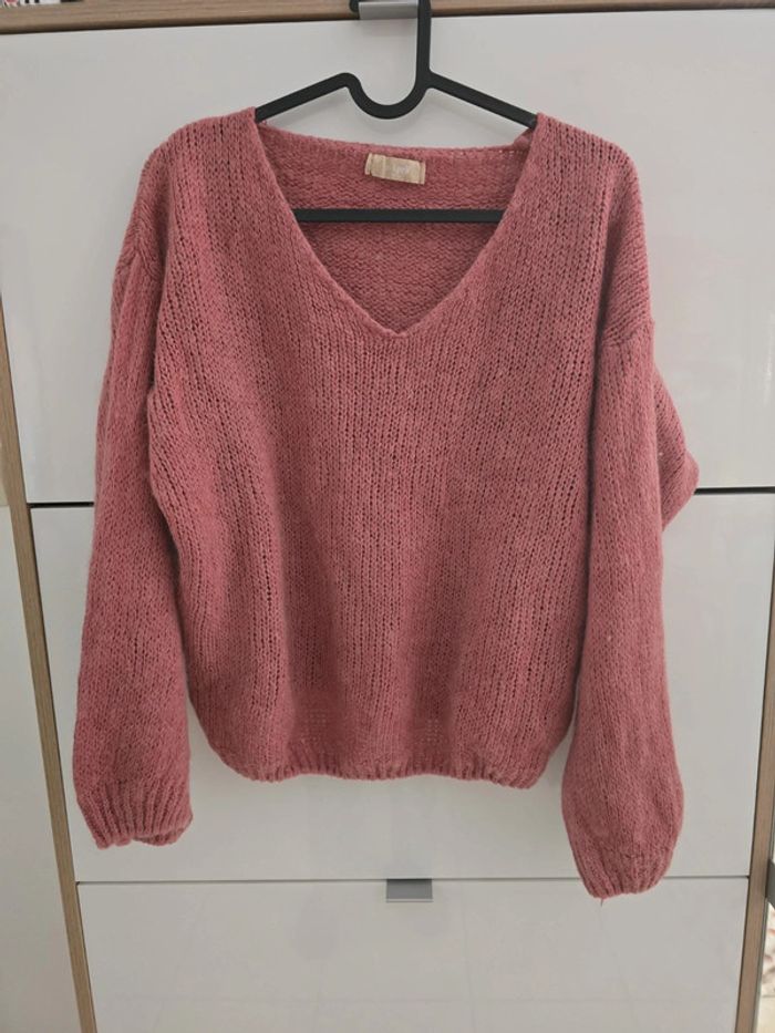 Pull large vieux rose taille unique