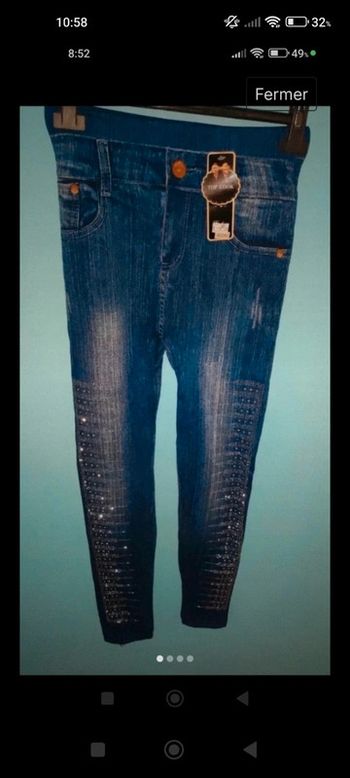 Legging façon jean avec strass