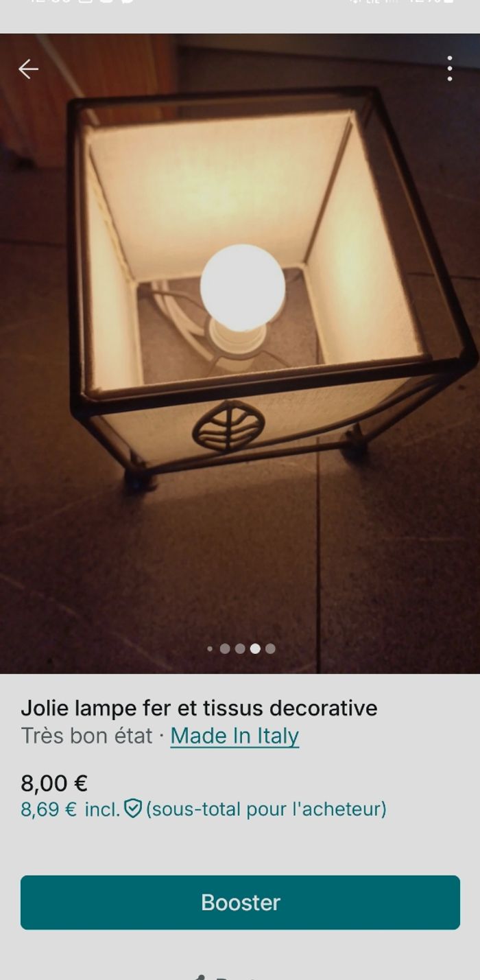 Jolie lampe decorative fer et tissus - photo numéro 5