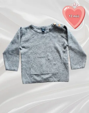 Pull gris garçon 12 mois