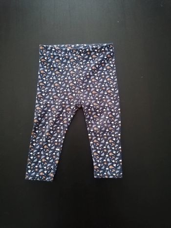 Legging pantalon bleu marine fleurs fille