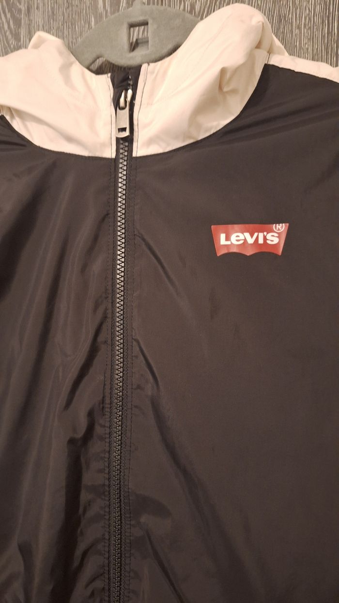 Veste coupe-vent à capuche Levi's noir et blanc - photo numéro 3