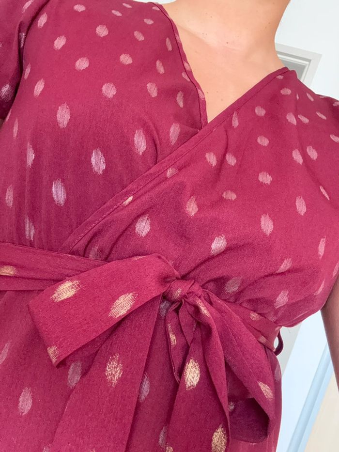 Robe longue bordeaux à pois dorés🍷 - photo numéro 2