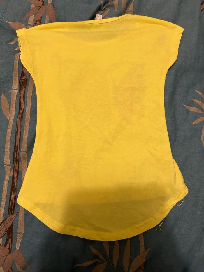 Tee shirt cœur papillon jaune 6 ans single girl - photo numéro 4