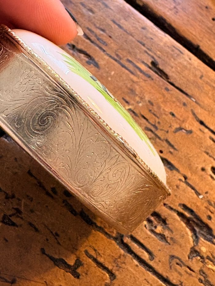 Lot de boîtes anciennes émaillées – décor XVIIIe, scènes galantes / château - photo numéro 9